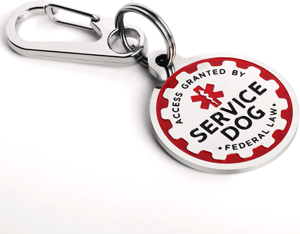 Service Dog Tag,Engraved Metal Dog Id Tag With Double Sides For Small Medium Large Extra-Large Dogs,Long-Lasting 1.2 Inch Tag Easy To Attach For Service Dog Collar Vest Harness