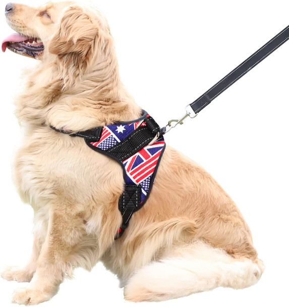 Dog Harness No Pull Dog Collars Harness Leashes Adjustable Soft Harness For Large Medium Small Dogs Vest With Easy Control Handle Pet Harness For Small Medium Large Dog British Flag, Xl