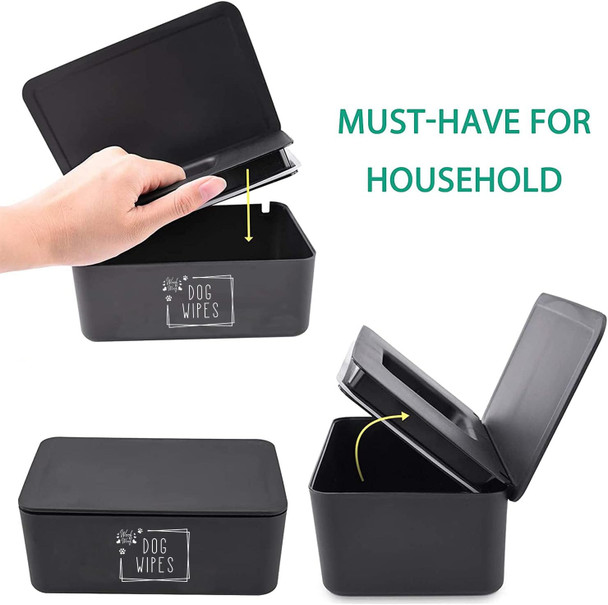 Woof Woof Dog Wipes Dispenser,Upgarde Size(8.2L X 4.9W X 3.9H Inches),Dog Paw Butt Wipes Container Storage Box Pet Doggie Grooming Wet Wipes Holder (Dog Wipes(Black))