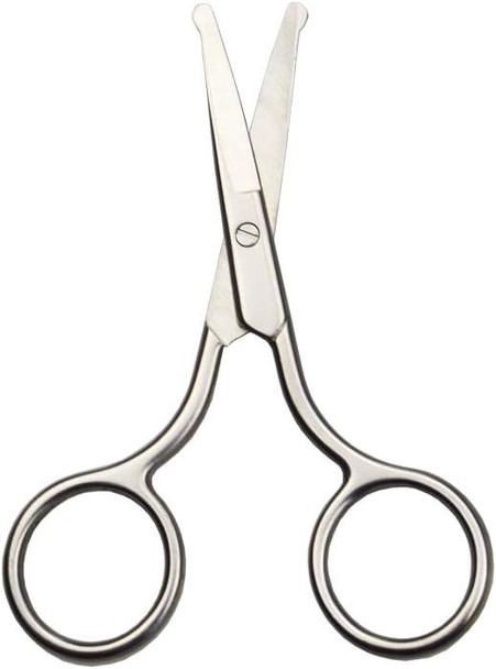 4 Inch Professional Stainless Steel Rounded Tip Nose Eyebrow Ear Dog Pet Hair Trimming Safety Scissor Shears - Grooming Cutting Scissors For Men & Women Hair