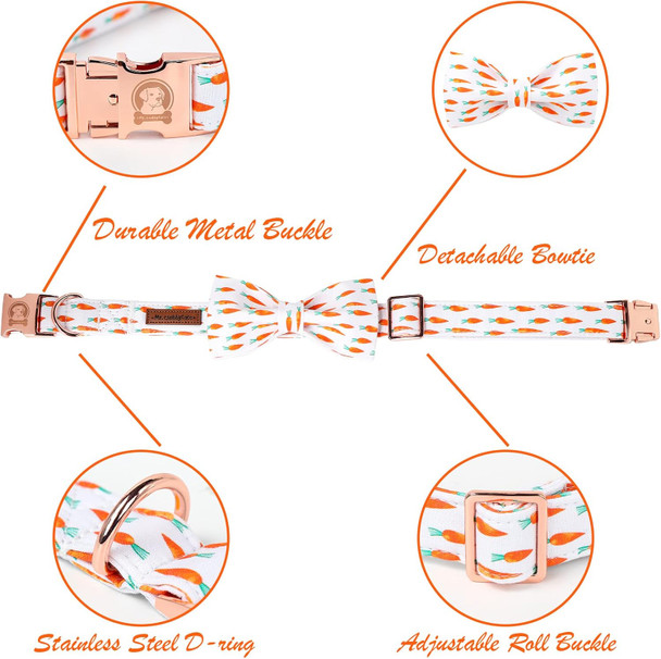 Easter Dog Collar With Bow,Girl Dog Collars For Female Dog,Soft Bowtie Dog Collars For Puppy, Cute Dog Collar Adjustable For Boy Dog,Dog Holiday Collar For Small Medium Large Dogs