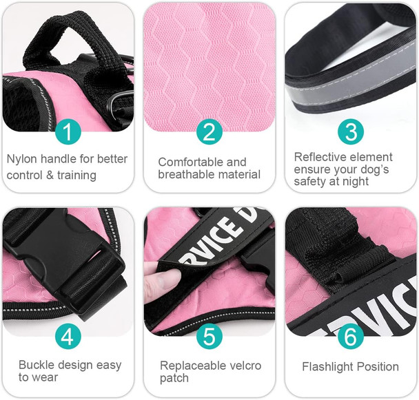 Mumupet Service Dog Harness, No Pull Easy On And Off Pet Vest Harness, 3M Reflective Breathable & Easy Adjust Pet Halters With Nylon Handle - No More Tugging Or Choking For Small Medium Large Dogs