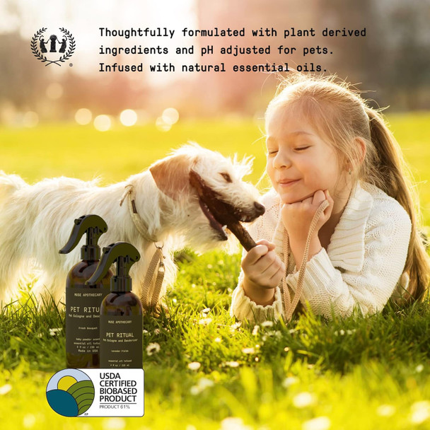 Muse Apothecary Pet Ritual Pet Cologne Spray For Dogs - Dog Perfume Spray Long Lasting After Bath - Pet Perfume For Dogs - Pet Deodorant Spray For Dogs - Essential Oils Infused - 8Oz, Fresh Bouquet