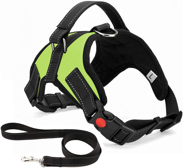 No Pull Dog Harness, Breathable Adjustable Comfort, Leash Included, For Small Medium Large Dog, Best For Training Walking Green Xl