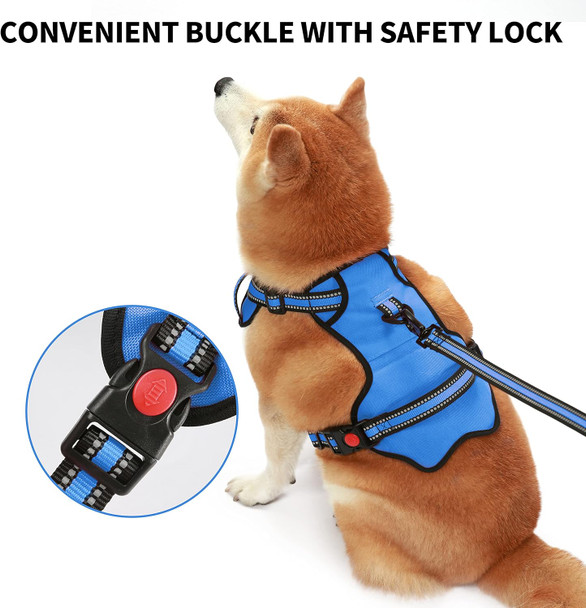 Dog Harness And Leash Set, Adjustable Reflective Soft Padded Pet Vest, No Choke Front Clip Dog Harness With Easy Control Handle For Small Medium Large Dogs, With A 5Ft Dog Leash, Blue, L