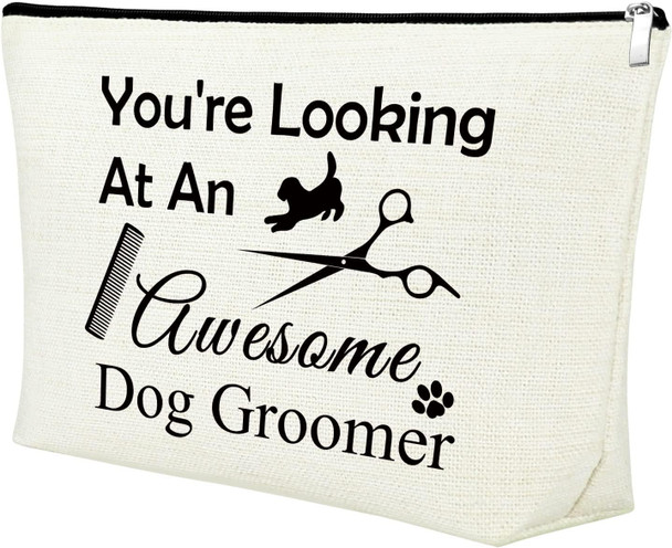Dog Groomer Appreciation Makeup Bag Dog Stylist Presents For Women Dog Hairdresser Cosmetic Bag Pet Groomer Pet Hair Groomer Dog Salon Thank You Christmas Birthday S For Dog Groomer