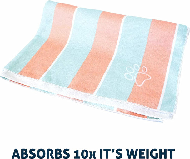 My Doggy Place - Super Absorbent Microfiber Towel - Dog Bathing Supplies - Microfiber Drying Towel - Washer Safe - Striped Summer With Paw Print - 45 X 28 In - 2 Pack