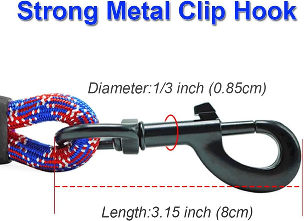 Tie Out Long Rope Leash, 12Ft 15Ft 22Ft 30Ft 50Ft Heavy Duty Nylon Recall Lead For Small Medium Large Extra Large Dogs (50Ft, Blue Red)