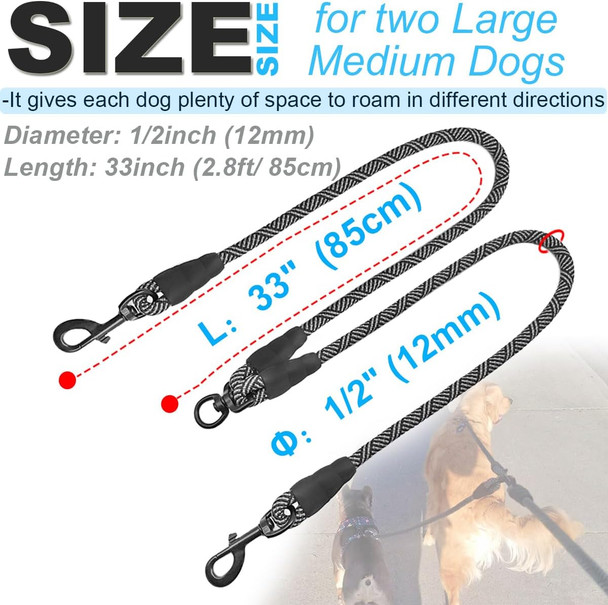 Slip Lead Dog Leash, No Pull Dog Leash Slip Lead, Anti-Choke Soft Braided Rope Leash For Large Medium Dogs Transitional Training And Walking (Black- 5/8 X 5 Ft)