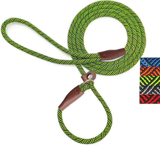 Slip Lead Dog Leash, 1/4 X 5Ft No Pull Slip-On Training Leash For Small And Medium Dogs (Green)
