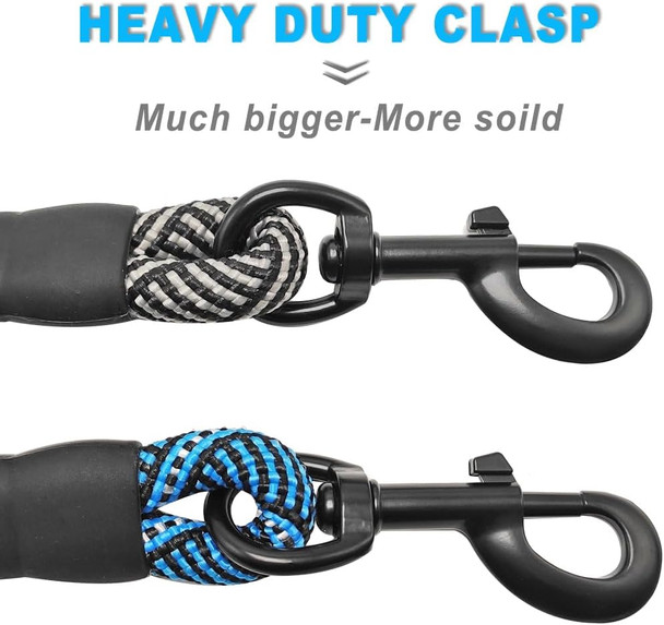 2 Ft Short Dog Leash- 2 Pack Traffic Leash Strong Nylon Comfortable Padded Handle- Short Training Lead For Small Medium Large Dogs (Black+Blue)