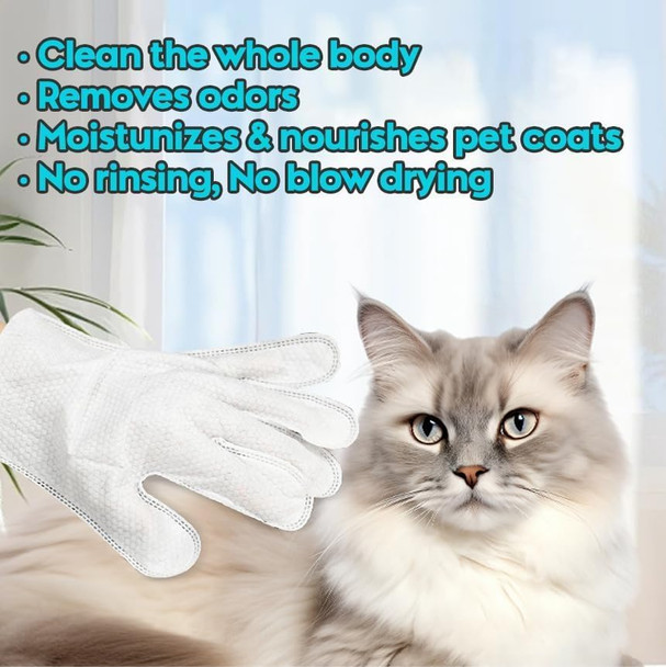 (12Pcs) Cleaning Glove For Dog And Cat, Wipes Gloves For Dog And Cat Fur Face, Ear, Eye, Paws Cleaning Wipes Pet Wash Gloves, Grooming Wipes For Pet No Rinse Thick Dog Wipes Gloves