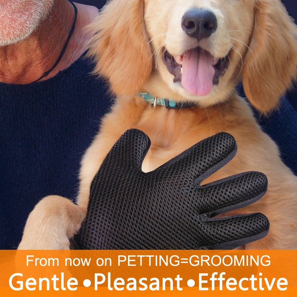 1 Pair Pet Grooming Glove,Gentle Deshedding Brush Glove Hair Remover Brush For Dogs,Cats & Horses With Long & Short Fur