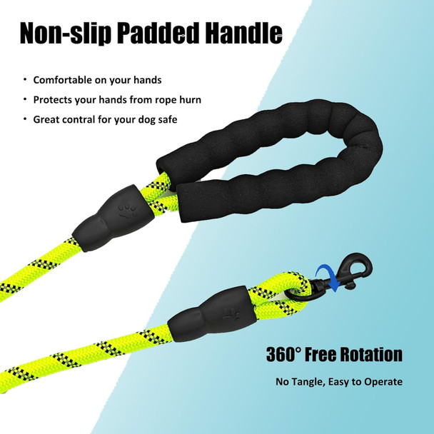 Rope Dog Leash With Comfortable Hand Grip, 6.5 Ft Long Dog Training Walking Leashes, Safe For Night Walking, Suitable For Small And Medium Dogs (Fluorescent Green)