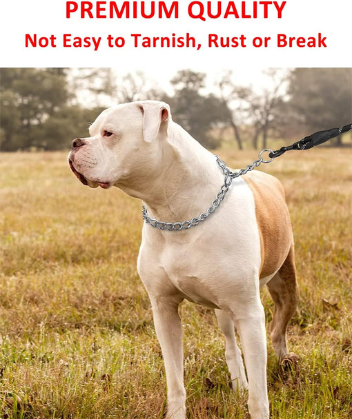 Dog Collar Slip Collar Metal Collar Chewproof P Collar Heavy Chain Dog Training Collar Choke Collar Adjustable Weather Proof Alloy Collars For Small Medium Large Dogs 25Inch,4.0Mm