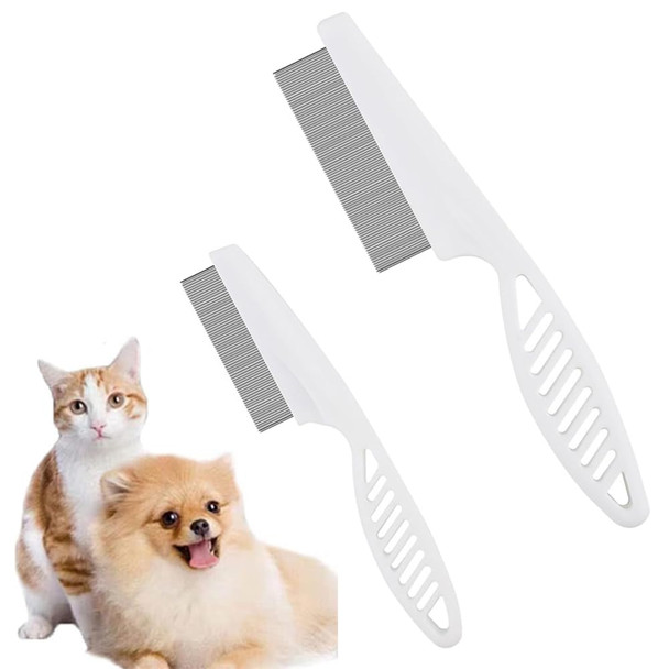 Pet Hair Comb, Flea Comb For Dog And Cat, Multifunctional Pet Grooming Comb Flea And Tear Stain Removal, 2 In 1 Dog Face Combs Tooth Stainless Cat Comb For Grooming And Dehairing Face And Paws
