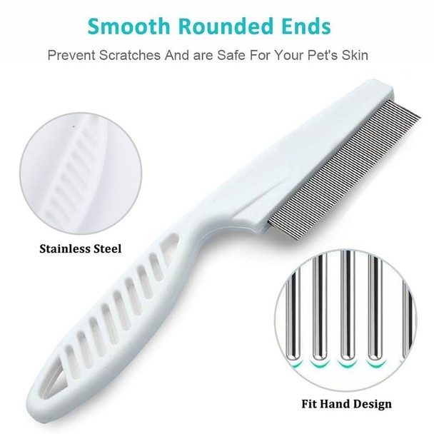 Pet Hair Comb, Flea Comb For Dog And Cat, Multifunctional Pet Grooming Comb Flea And Tear Stain Removal, 2 In 1 Dog Face Combs Tooth Stainless Cat Comb For Grooming And Dehairing Face And Paws