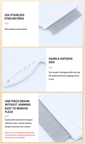 Pet Hair Comb, Flea Comb For Dog And Cat, Multifunctional Pet Grooming Comb Flea And Tear Stain Removal, 2 In 1 Dog Face Combs Tooth Stainless Cat Comb For Grooming And Dehairing Face And Paws