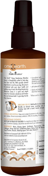 Nature'S Miracle One Earth Hemp Deodorizing Waterless Spray, 8 Ounce, Hydrating Honey Scented Rinse- Formula For Dogs From Furminator