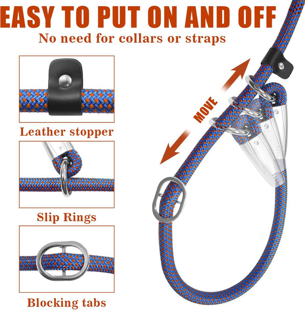Slip Leash 1/2In Dog Leash Heavy Duty Comfortable Dog Lead 3Ft/4Ft/5Ft Hands Dog Leash Strong Training Leash For Dogs Up To 120Lbs