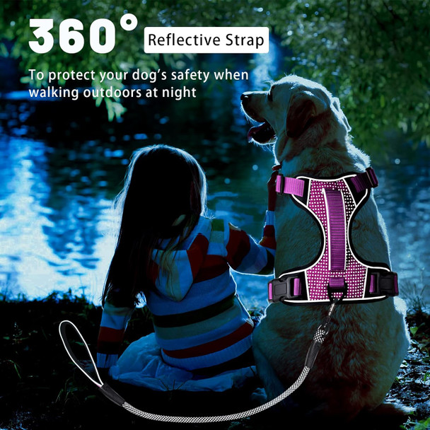 Dog Harness And Leash Set No Pull Dog Harness Reflective Outdoor Pet Nylon Vest With Easy Control Handle Adjustable Dog Harness For Small Medium Large Dogs-Srosy