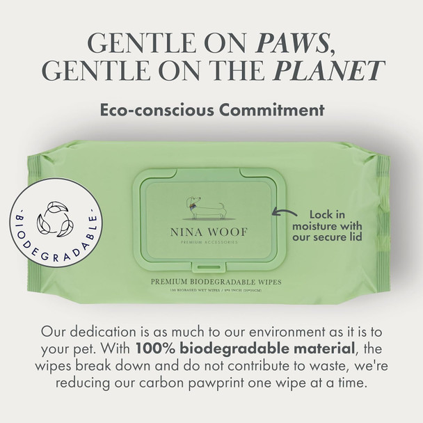 Premium Dog Wipes Cleaning Wipes For Dogs Cat Wipes Pet Wipes Biodegradable Non-Scented Non Alcohol Wipes W/Aloe Vera Plant Puppy Wipes Dog Paw Wipes Dog Face Wipes Great For Puppy Pads