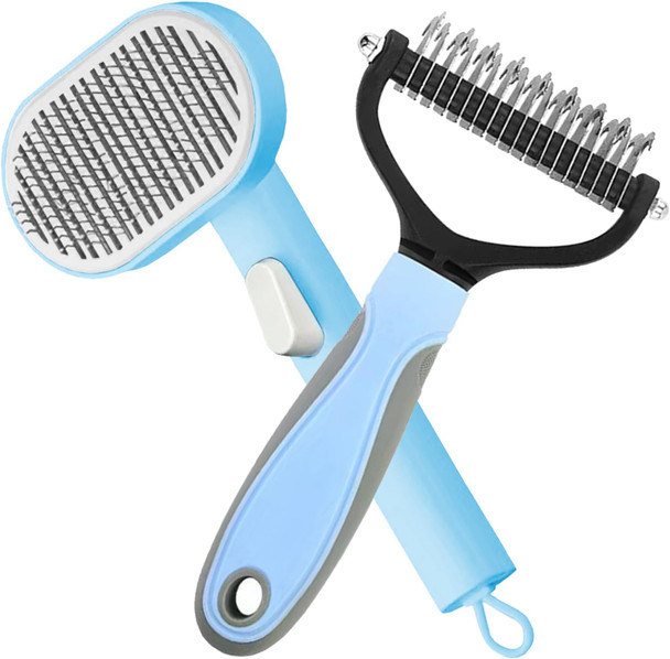 Dog Brush For Shedding, Undercoat Rake For Dogs, Cat Hair Brush, Self Cleaning Slicker Brush For Short And Long Haired Cats Dogs, Dog Deshedding Brush Easily Removes Tangles Hair And Loose Undercoat