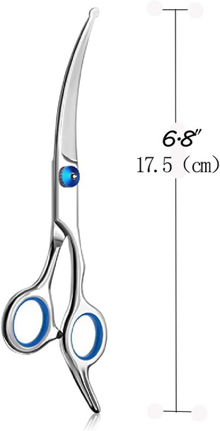 Curved Dog Grooming Scissors,Pet Hair Scissors With Safety Round Tips, Heavy Duty Titanium Stainless Steel, Professional Dogs Cats Pets Grooming Shears