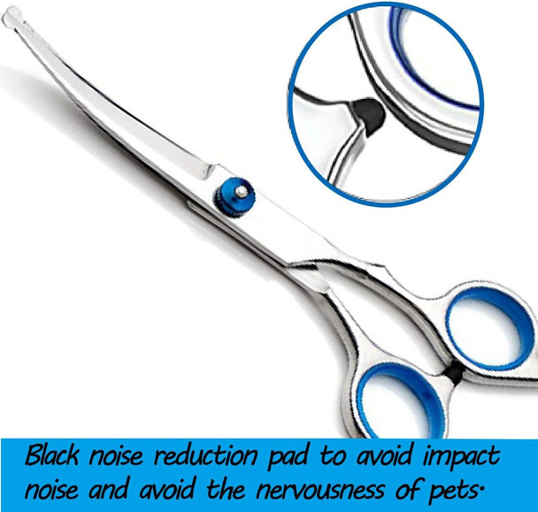 Curved Dog Grooming Scissors,Pet Hair Scissors With Safety Round Tips, Heavy Duty Titanium Stainless Steel, Professional Dogs Cats Pets Grooming Shears