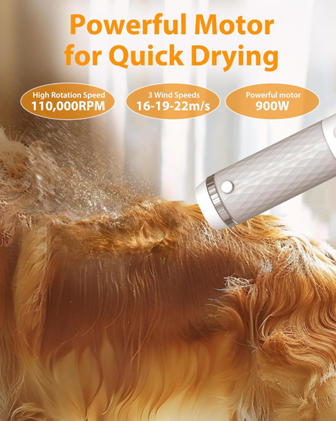 Dog Dryer Low Noise Dog Blow Dryer For Pet Grooming Dog Hair Dryer Blower For Deshedding Handhold Portable Cat Dryer High Velocity Dog Dryer With Intelligent Temperature Control,3 Fan Speeds