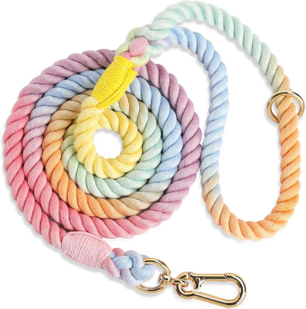 5 Ft Dog Leash Handmade Braided Rope Dog Leash For Small Medium And Large Dogs, Colorful Macaron