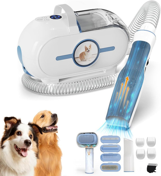 Dog Grooming Vacuum For Shedding - 2.0L Dog Grooming Kit Pet Cleaning Tool Kit, Dog Hair Remover With 4 Powerful Suction,99% Pet Hair, Low Noise Grooming Clippers Tools For Dogs Cats