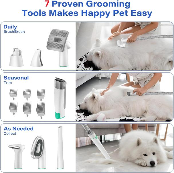 All-In-One Dog Grooming Vacuum Set - Pet Grooming Vacuum With Nail Grinder, Hair Trimming & Combing, Low Noise, 3-Speed Suction, 13 Grooming Tools, Ideal For Dogs & Cats