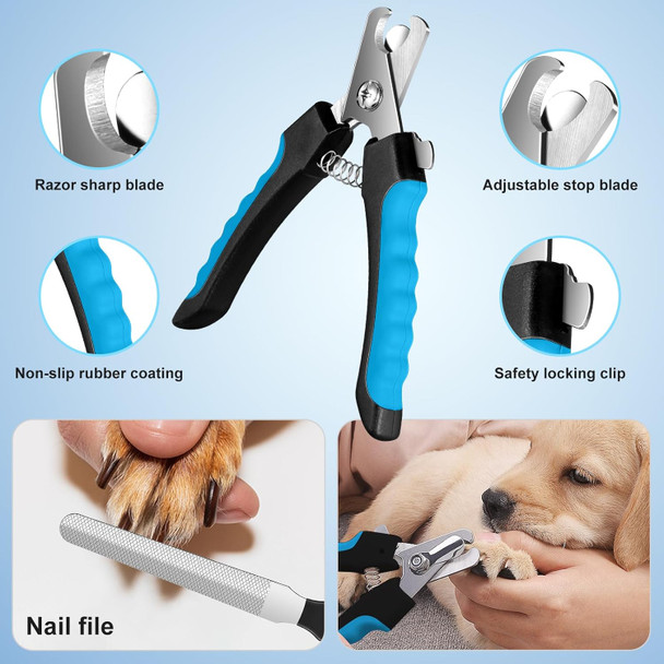 Odoland Dog Brush Grooming Care Kit - Dog Brush, Dog Slicker Brush, Undercoat Rake, Dog Hair Removal Comb, Pet Nail Clippers, Shedding Tool For Long Matted Haired Cat And Puppy