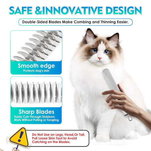 3-In-1 Dog Brush For Shedding, Dog Grooming Brush, Double Coat Deshedding Tool And Undercoat Rake, Cat Brushes For Indoor Cats, For Detangling Or Thinning The Undercoat On Dogs. (White)