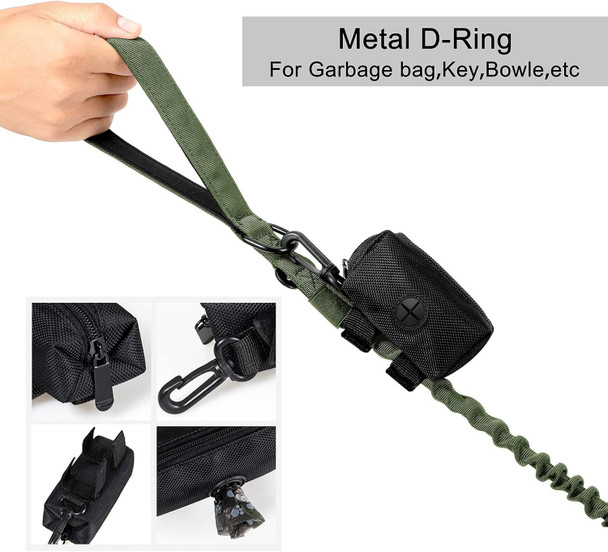 Tactical Dog Collar And Leash Set:-Adjustable Military Nylon Dog Collar With Handle Shock Absorbing Retractable Strong Dog Leash For Medium And Large Dogs With Airtags Holder Patches