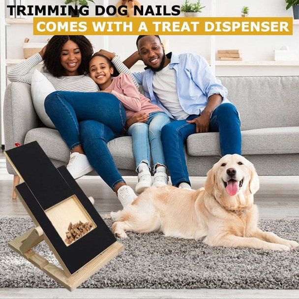 Dog Nail Scratch Pad Of Wood, Dog Scratch Board For Nails, Dog Grooming Supplies, Multifunctional Dog Nail Trimmer Pad With Treat Box And 4 Replaceable Sandpaper Sheets-No.Lggb-02