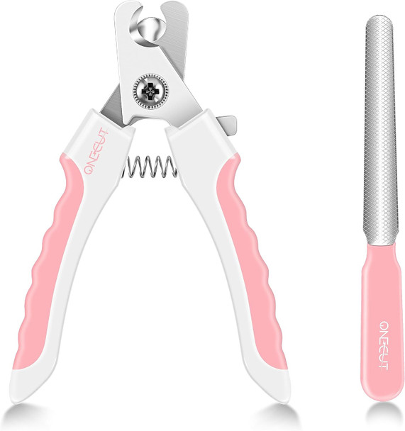 Onecut 6 Dog Nail Clippers For Small, Medium And Large Breed Professional Pet Nail Trimmers -Suitable For Cats, Rabbits And Guinea Pigs With Safety Guard To Avoid Over Cutting (Pink)