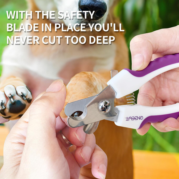 Onecut 6 Dog Nail Clippers For Small, Medium And Large Breed Professional Pet Nail Trimmers -Suitable For Cats, Rabbits And Guinea Pigs With Safety Guard To Avoid Over Cutting (Pink)