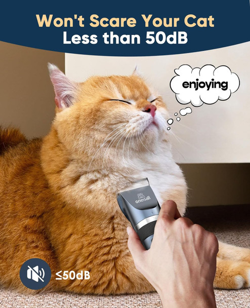 Oneisall Cat Clippers For Matted Hair, Quiet Cat Shaver For Long Hair, Cordless Cat Hair Trimmer For Grooming, 2 Speed Pet Shaver Cat Grooming Kit For Cats Small Dogs Animals (Blue)