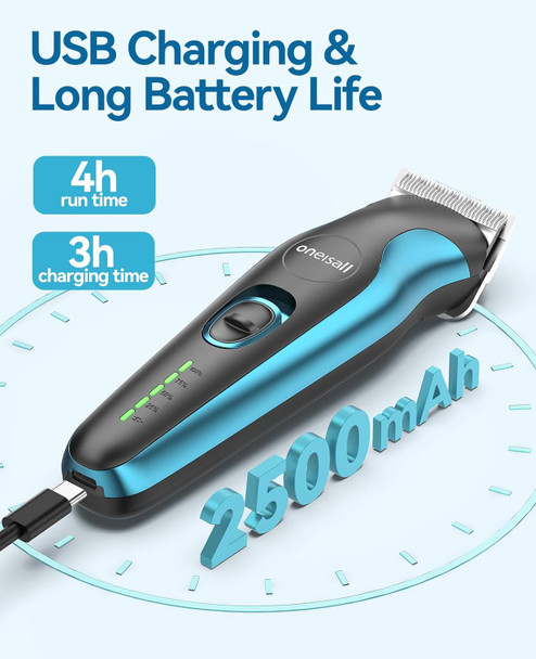 Oneisall Dog Clippers For Grooming And Paw Trimmer Double Blades, Quiet Rechargeable Cordless Dog Hair Clippers With Stainless Steel Blade Dog Grooming Kit For Thick Coats Small Large Dogs