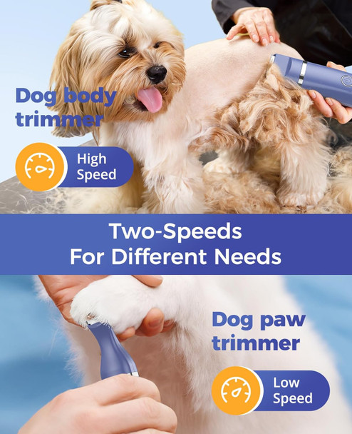 Oneisall Dog Clippers For Grooming For Heavy Thick Coat, 2 Speed Low Noise Dog Grooming Kit Rechargeable Cordless Dog Trimmers With Metal Blade For Dogs,Pets