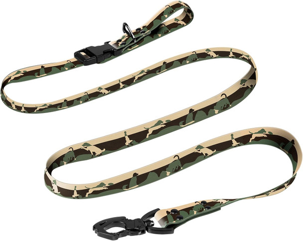Onetigris Dog Leash For Large Medium, Jungle Waterproof Pvc Canine Dog Leash 6.3 Ft Camouflage Canine Walking Lead No-Tangle Length Adjustable With Traffic Control Handle