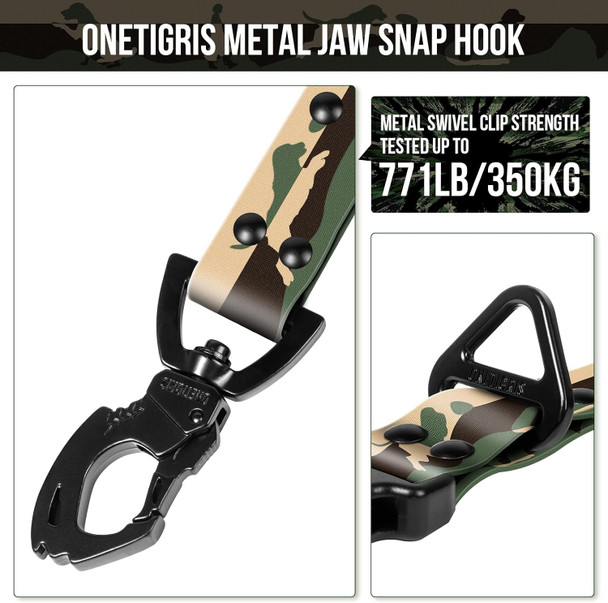 Onetigris Dog Leash For Large Medium, Jungle Waterproof Pvc Canine Dog Leash 6.3 Ft Camouflage Canine Walking Lead No-Tangle Length Adjustable With Traffic Control Handle