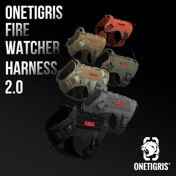 Onetigris Tactical Dog Harness Vest With Handle, Military Dog Harness For Large Medium Dogs,Fire Watcher 2.0 No-Pull Service Dog Vest,Adjustable Dog Vest Harness For Walking Hiking Training(S,Black)