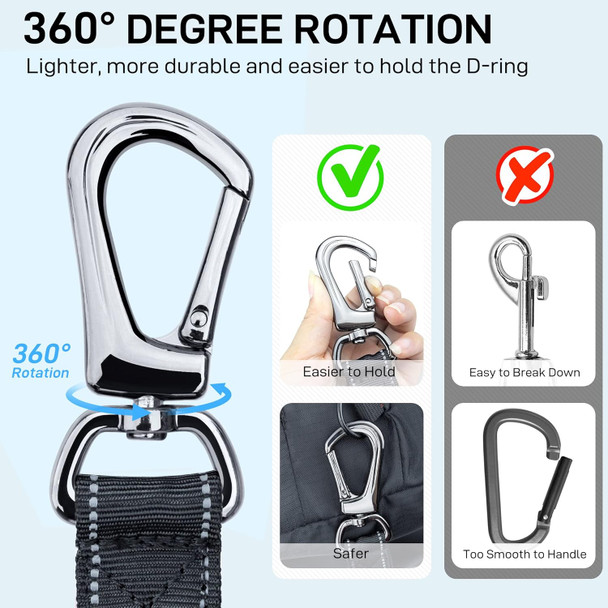 Heavy Duty Dog Leash, 4-6Ft Tactical Strong Dog Bungee Leashes For Large Dogs Up To 150Lbs, Reflective Dog Leash With Car Seat Belt For Training, Walking Lead For Smll Medium Dogs (Black)