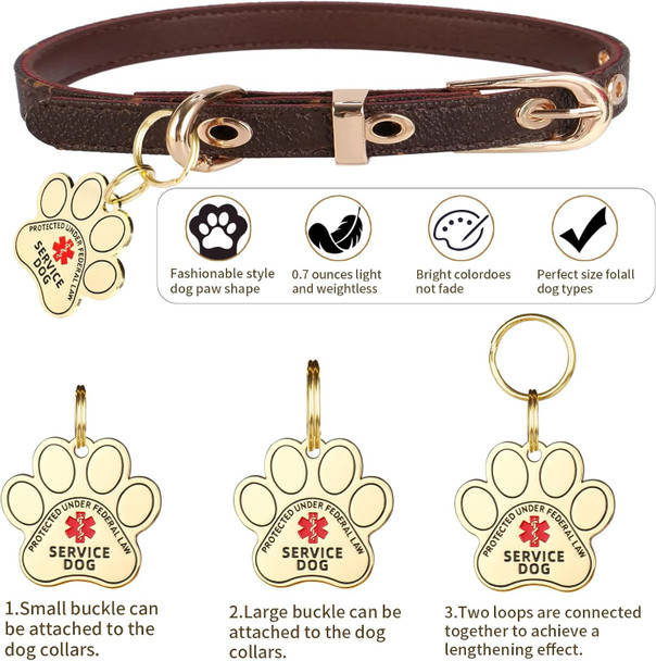 Service Dog Double Sided Service Dog Id Tag With Red Medical Alert Symbol And Protected Under Federal Law, Easily Attach To Collar, Harness, Vest