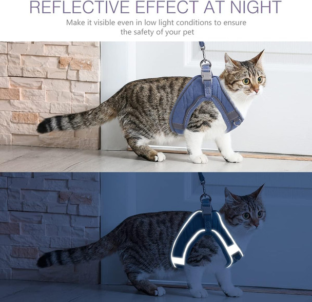 Oria Pet Harness, Easy Walk Dog Harness, No Pull Dog Harness And Leash Set, Adjustable Pet Vest With Reflective Strips And Chest Strap For Small Kitten, Puppy, Blue, Xxs