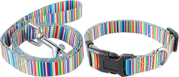 Dog Collars For Small Dogs,Adjustable Soft Dog Collar,Cute Dog Collar For Small Medium Dogs With 46.8In Dog Leash,Dog Collar And Leash Set (Width 2Cm/0.78 Colorful Collar + Leash)