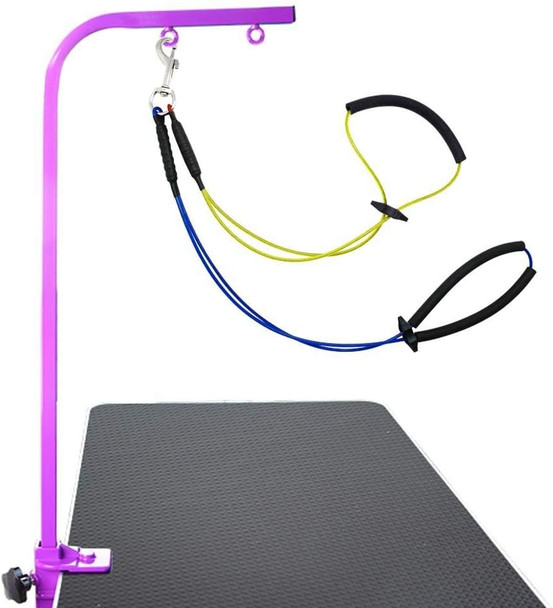 Oumefar Adjustable Pet Grooming Leash No-Sit Haunch Holder Restraint Wash Choker Dogs Cats Grooming Table Arm(Yellow+Blue)